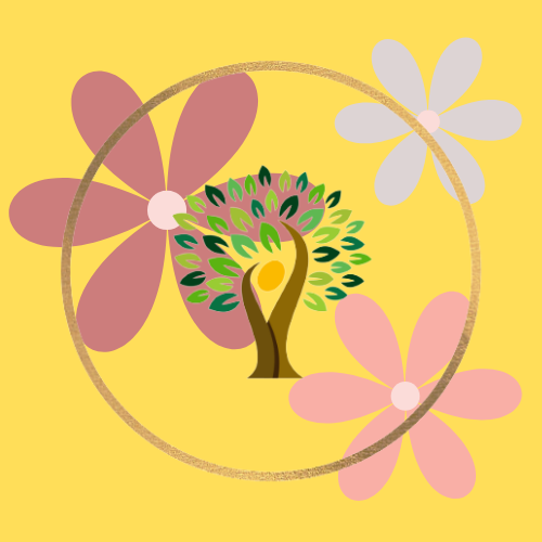 Blumen hinter meinem Logo, das einen Baum darstellt